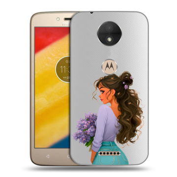 Пластиковый чехол на Motorola Moto C с принтом девушка цветы Пластиковый чехол на Motorola Moto C с принтом девушка цветы
