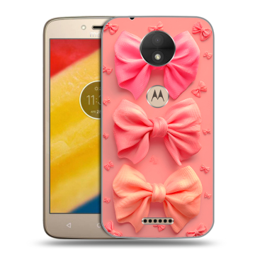 Пластиковый чехол на Motorola Moto C с принтом Розовые бантики