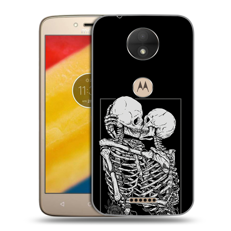 Пластиковый чехол на Motorola Moto C с принтом Поцелуй скелетов Пластиковый чехол на Motorola Moto C с принтом Поцелуй скелетов