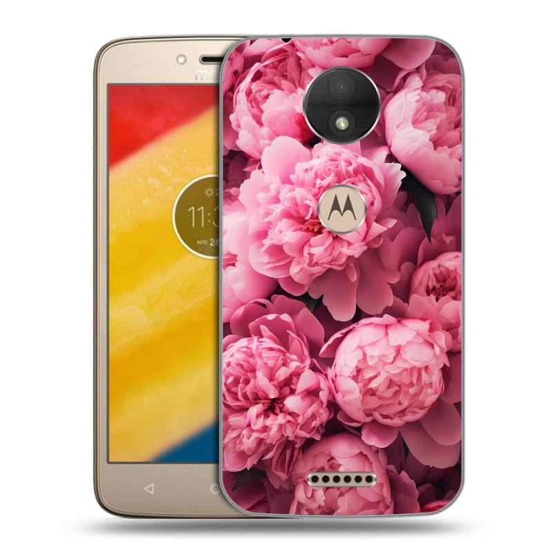 Пластиковый чехол на Motorola Moto C с принтом цветы пионы Пластиковый чехол на Motorola Moto C с принтом цветы пионы
