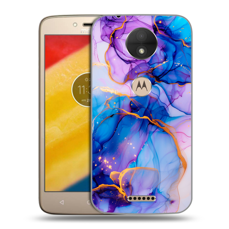 Пластиковый чехол на Motorola Moto C с принтом синий мрамор Пластиковый чехол на Motorola Moto C с принтом синий мрамор