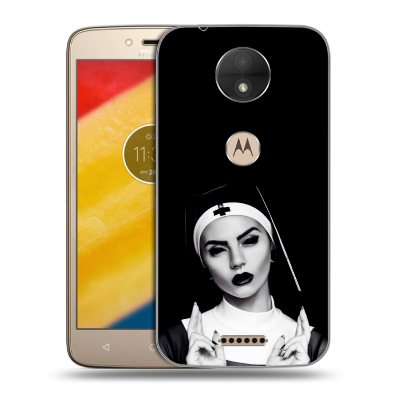 Пластиковый чехол на Motorola Moto C с принтом монашка Пластиковый чехол на Motorola Moto C с принтом монашка