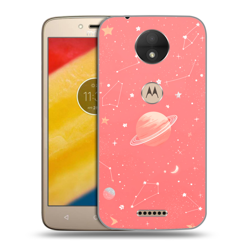 Пластиковый чехол на Motorola Moto C с принтом Розовый космос Пластиковый чехол на Motorola Moto C с принтом Розовый космос