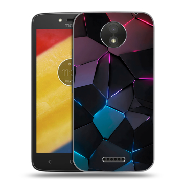 Силиконовый чехол на Motorola Moto C Plus с принтом Геометрия неона