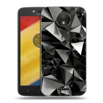 Силиконовый чехол на Motorola Moto C Plus с принтом Черные кристаллы Силиконовый чехол на Motorola Moto C Plus с принтом Черные кристаллы