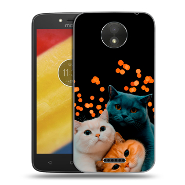 Силиконовый чехол на Motorola Moto C Plus с принтом Кошки