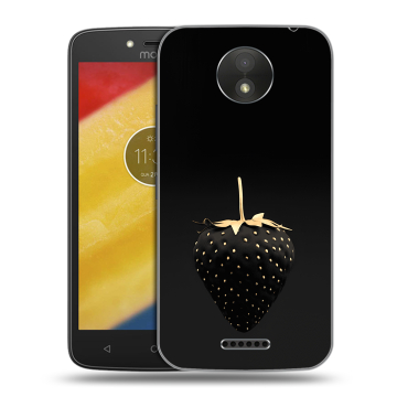 Силиконовый чехол на Motorola Moto C Plus с принтом Черная клубника