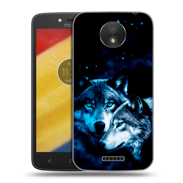 Силиконовый чехол на Motorola Moto C Plus с принтом Волки Силиконовый чехол на Motorola Moto C Plus с принтом Волки
