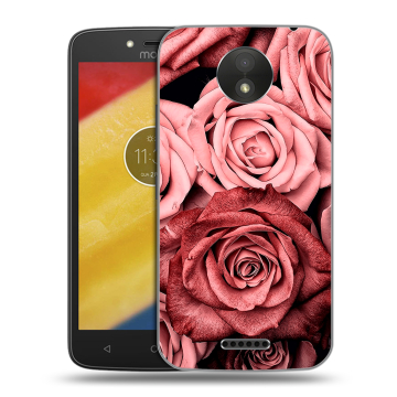 Силиконовый чехол на Motorola Moto C Plus с принтом Цветы розы