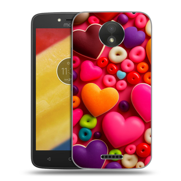 Силиконовый чехол на Motorola Moto C Plus с принтом Сердечки Силиконовый чехол на Motorola Moto C Plus с принтом Сердечки
