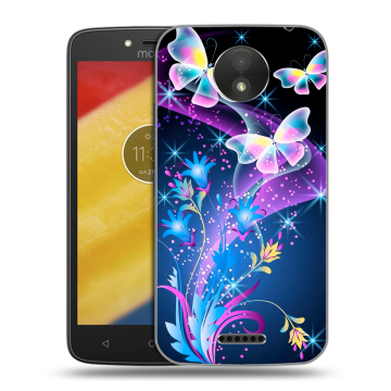 Силиконовый чехол на Motorola Moto C Plus с принтом Бабочки Силиконовый чехол на Motorola Moto C Plus с принтом Бабочки