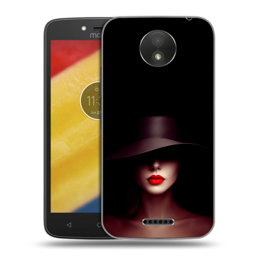 Силиконовый чехол на Motorola Moto C Plus с принтом Девушка в шляпе Силиконовый чехол на Motorola Moto C Plus с принтом Девушка в шляпе