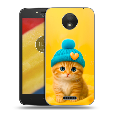 Силиконовый чехол на Motorola Moto C Plus с принтом Котенок в шапке Силиконовый чехол на Motorola Moto C Plus с принтом Котенок в шапке