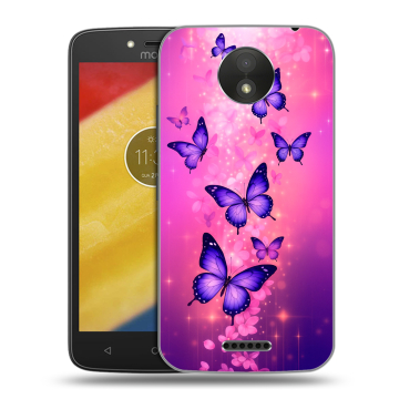 Силиконовый чехол на Motorola Moto C Plus с принтом Бабочки Силиконовый чехол на Motorola Moto C Plus с принтом Бабочки