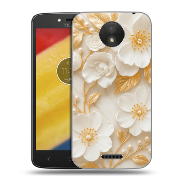 Силиконовый чехол на Motorola Moto C Plus с принтом Цветы Силиконовый чехол на Motorola Moto C Plus с принтом Цветы