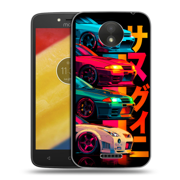 Силиконовый чехол на Motorola Moto C Plus с принтом Гоночные машины Силиконовый чехол на Motorola Moto C Plus с принтом Гоночные машины