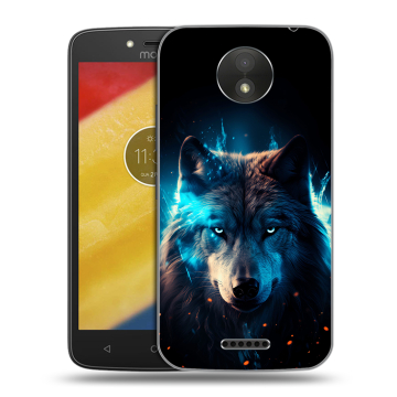 Силиконовый чехол на Motorola Moto C Plus с принтом Волк ночной Силиконовый чехол на Motorola Moto C Plus с принтом Волк ночной