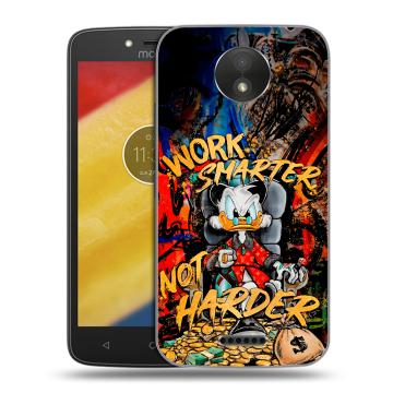 Силиконовый чехол на Motorola Moto C Plus с принтом Дональд Дак Деньги Силиконовый чехол на Motorola Moto C Plus с принтом Дональд Дак Деньги
