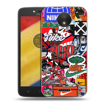Силиконовый чехол на Motorola Moto C Plus с принтом Найк Nike яркий Силиконовый чехол на Motorola Moto C Plus с принтом Найк Nike яркий