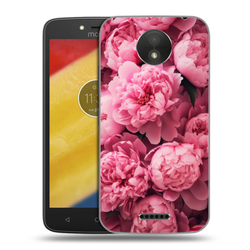 Силиконовый чехол на Motorola Moto C Plus с принтом цветы пионы Силиконовый чехол на Motorola Moto C Plus с принтом цветы пионы