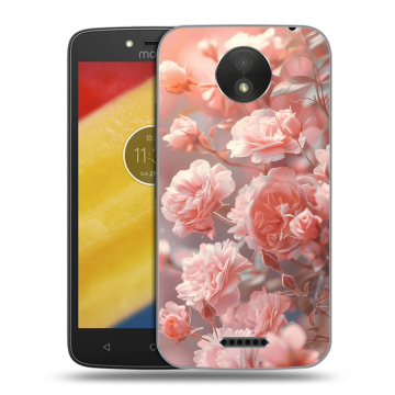 Силиконовый чехол на Motorola Moto C Plus с принтом Розовые розы Силиконовый чехол на Motorola Moto C Plus с принтом Розовые розы
