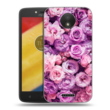 Силиконовый чехол на Motorola Moto C Plus с принтом лавандовые розы