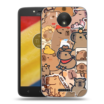Силиконовый чехол на Motorola Moto C Plus с принтом капибара Силиконовый чехол на Motorola Moto C Plus с принтом капибара