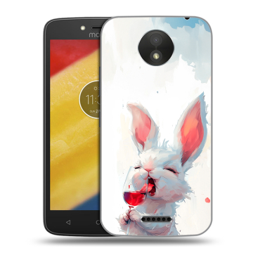 Силиконовый чехол на Motorola Moto C Plus с принтом кролик зайчик Силиконовый чехол на Motorola Moto C Plus с принтом кролик зайчик