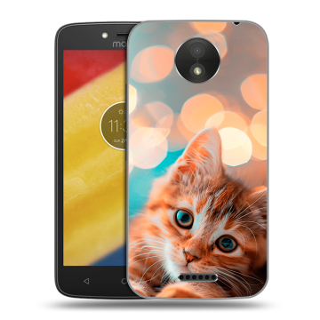 Силиконовый чехол на Motorola Moto C Plus с принтом котик Силиконовый чехол на Motorola Moto C Plus с принтом котик