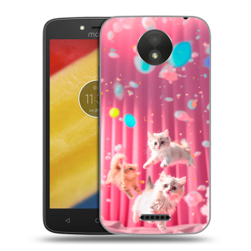 Силиконовый чехол на Motorola Moto C Plus с принтом милые котики