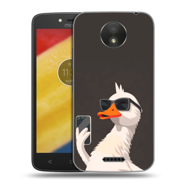 Силиконовый чехол на Motorola Moto C Plus с принтом утка в очках Силиконовый чехол на Motorola Moto C Plus с принтом утка в очках