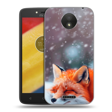 Силиконовый чехол на Motorola Moto C Plus с принтом лиса Силиконовый чехол на Motorola Moto C Plus с принтом лиса