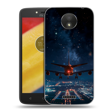 Силиконовый чехол на Motorola Moto C Plus с принтом самолет Силиконовый чехол на Motorola Moto C Plus с принтом самолет