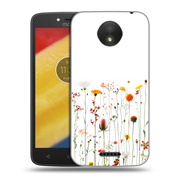 Силиконовый чехол на Motorola Moto C Plus с принтом цветы Силиконовый чехол на Motorola Moto C Plus с принтом цветы