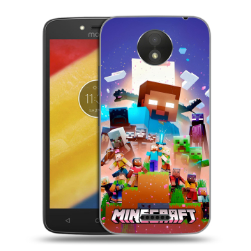 Силиконовый чехол на Motorola Moto C Plus с принтом Майнкрафт Minecraft