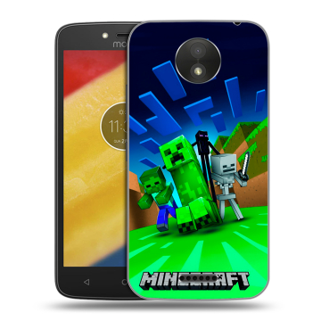 Силиконовый чехол на Motorola Moto C Plus с принтом Майнкрафт