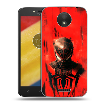 Силиконовый чехол на Motorola Moto C Plus с принтом человек паук spiderman Силиконовый чехол на Motorola Moto C Plus с принтом человек паук spiderman