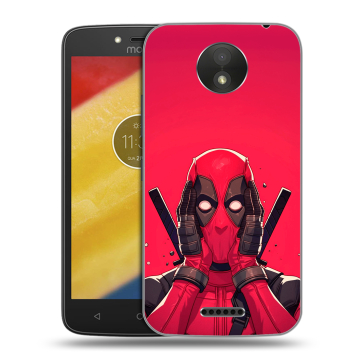 Силиконовый чехол на Motorola Moto C Plus с принтом Дедпул Deadpool Силиконовый чехол на Motorola Moto C Plus с принтом Дедпул Deadpool