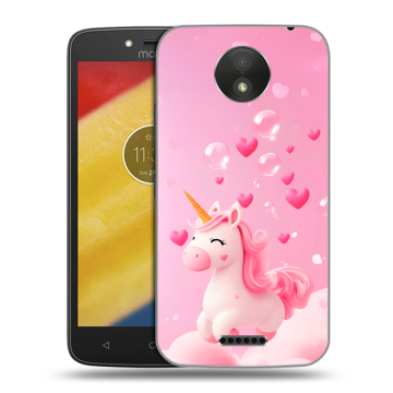 Силиконовый чехол на Motorola Moto C Plus с принтом Единорог Силиконовый чехол на Motorola Moto C Plus с принтом Единорог