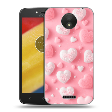 Силиконовый чехол на Motorola Moto C Plus с принтом Сердечки Силиконовый чехол на Motorola Moto C Plus с принтом Сердечки