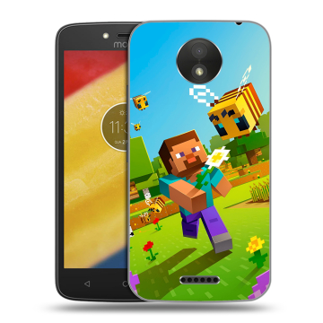 Силиконовый чехол на Motorola Moto C Plus с принтом Майнкрафт Minecraft Силиконовый чехол на Motorola Moto C Plus с принтом Майнкрафт Minecraft