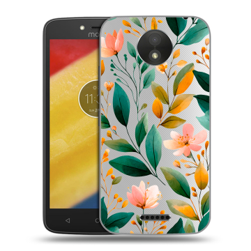 Силиконовый чехол на Motorola Moto C Plus с принтом Цветы паттерн