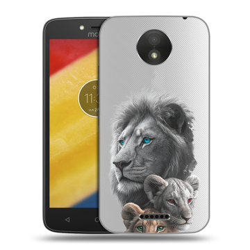 Силиконовый чехол на Motorola Moto C Plus с принтом Львы