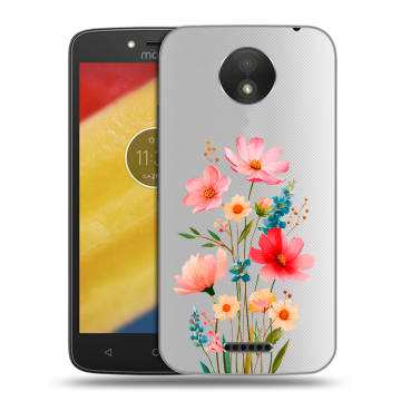 Силиконовый чехол на Motorola Moto C Plus с принтом Цветы