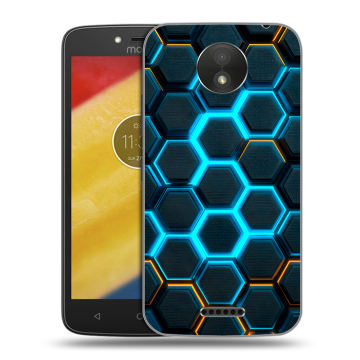 Силиконовый чехол на Motorola Moto C Plus с принтом Неоновые соты