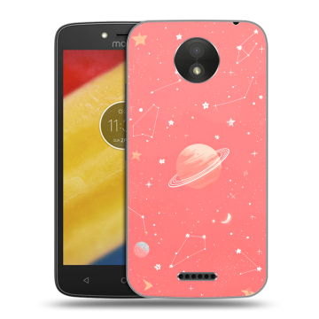 Силиконовый чехол на Motorola Moto C Plus с принтом Розовый космос