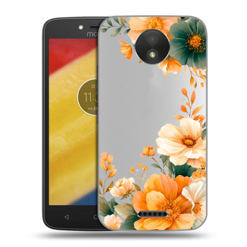 Силиконовый чехол на Motorola Moto C Plus с принтом Цветы принт
