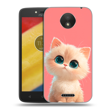 Силиконовый чехол на Motorola Moto C Plus с принтом Розовый котенок
