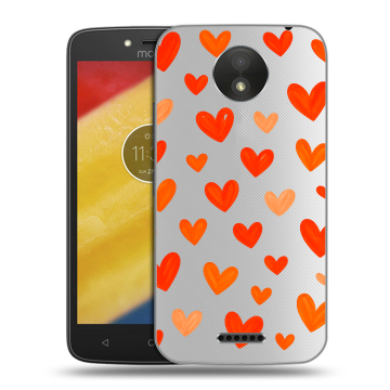 Силиконовый чехол на Motorola Moto C Plus с принтом Сердечки