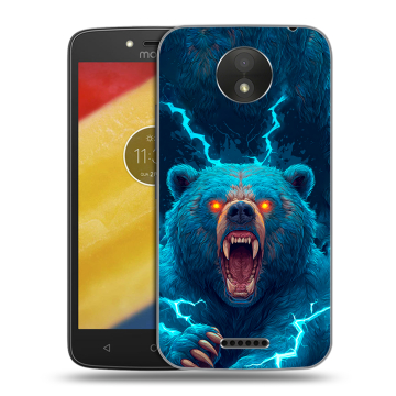 Силиконовый чехол на Motorola Moto C Plus с принтом Медведь